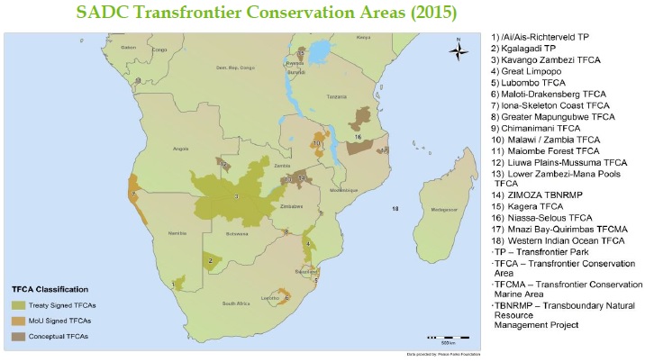 SADC Transfrontier conservation areas 2015