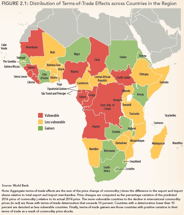 SSA Terms of trade effects map World Bank April 2016