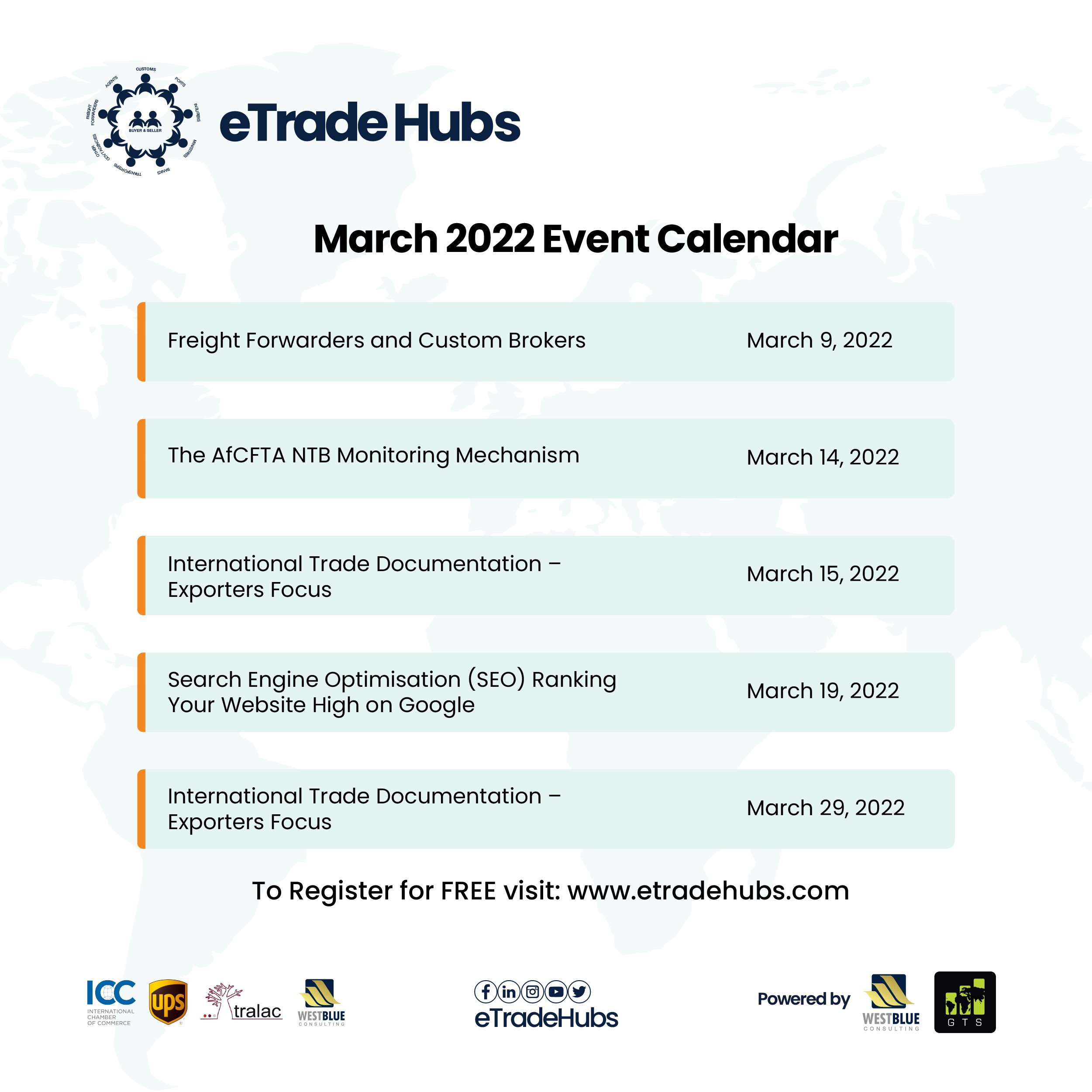 eTradeHubs March event calendar